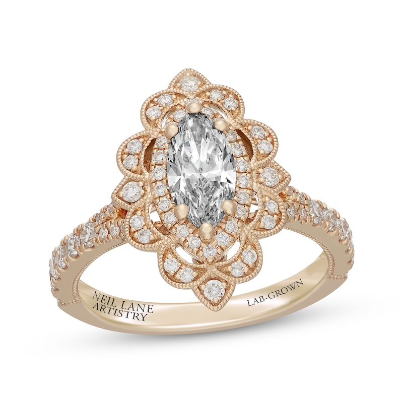 Main Image 1 of Neil Lane Artistry Heritage Marquise-Cut Lab-Grown Diamond Engagement Ring 1-1/2 ct tw 14K Yellow Gold