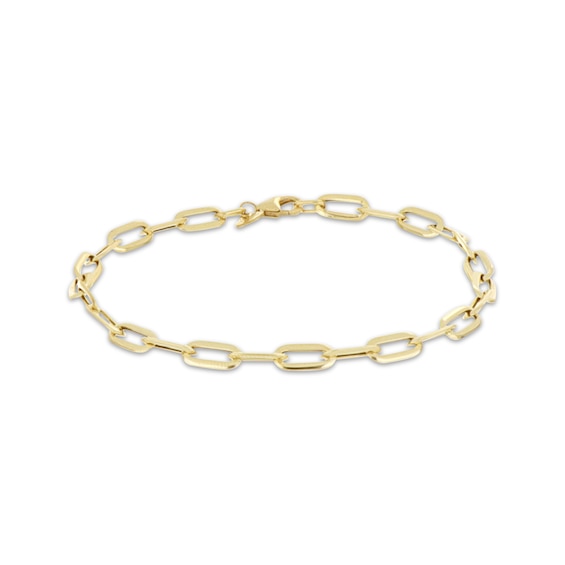 4mm Paperclip Chain Bracelet Hollow 10K Yellow Gold 7.5"