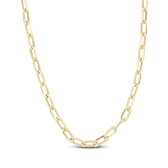 4mm Paperclip Chain Necklace Hollow 10K Yellow Gold 18"