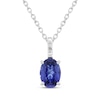 Thumbnail Image 1 of Oval-Cut Blue & White Lab-Created Sapphire Necklace Sterling Silver 18"