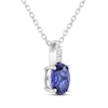 Thumbnail Image 2 of Oval-Cut Blue & White Lab-Created Sapphire Necklace Sterling Silver 18"