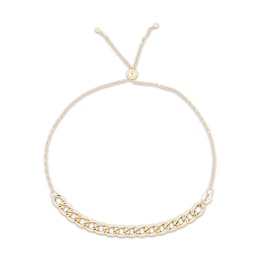 Curb Chain Bolo Bracelet Hollow 10K Yellow Gold 9.25"