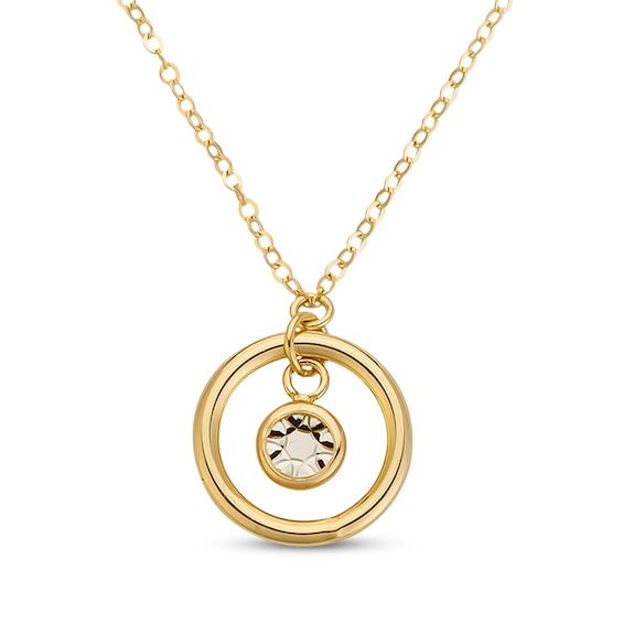 Italian Brilliance Textured Circle Necklace 10K Yellow Gold 18"