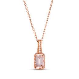 Le Vian Octagon-Cut Morganite & Diamond Accent Necklace 14K Strawberry Gold 19"