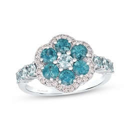 Le Vian Montana Sapphire Ombré Flower Ring 1/6 ct tw Diamonds 14K Vanilla Gold