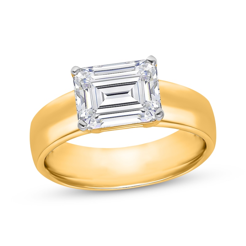 Main Image 1 of Now + Forever Lab-Grown Diamonds Certified Emerald-Cut East-West Solitaire Engagement Ring 3 ct tw 14K Yellow Gold (F/VS2)