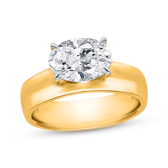 Now + Forever Lab-Grown Diamonds Certified Oval-Cut East-West Solitaire Engagement Ring 2 ct tw 14K Yellow Gold (F/VS2)
