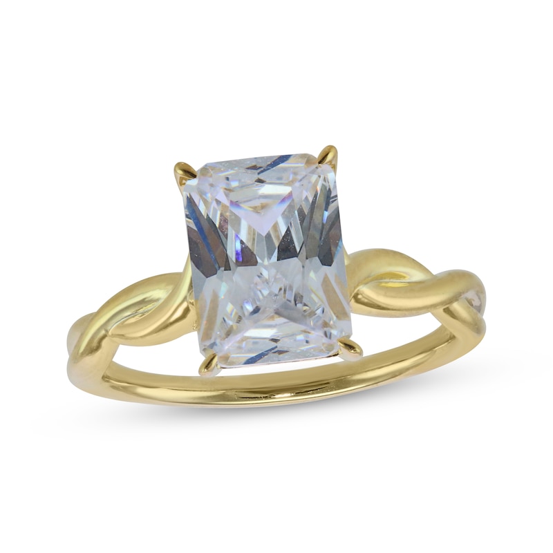 Main Image 1 of Now + Forever Lab-Grown Diamonds Certified Radiant-Cut Twist Solitaire Engagement Ring 3 ct tw 14K Yellow Gold (F/VS2)