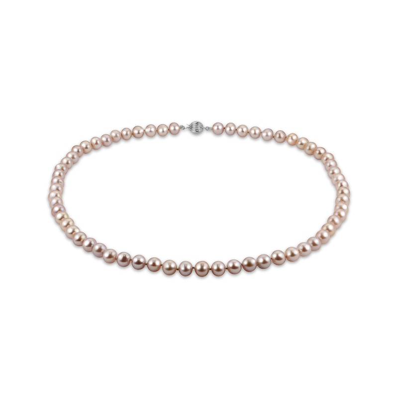 Main Image 1 of Pink Cultured Pearl Necklace Sterling Silver 18"