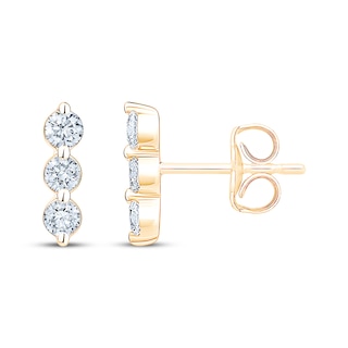 KAY Lab-Grown Diamonds Three-Stone Stud Earrings 1/3 ct tw 10K Yellow Gold