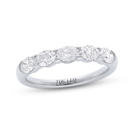 THE LEO Legacy Lab-Grown Diamond Certified Oval-Cut Wedding Band 1 ct tw 14K White Gold