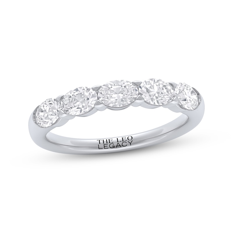 Main Image 1 of THE LEO Legacy Lab-Grown Diamond Certified Oval-Cut Wedding Band 1 ct tw 14K White Gold