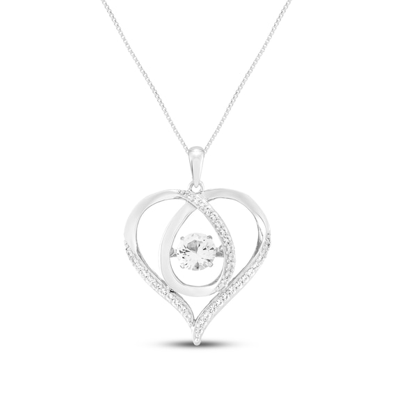 Unstoppable Love White Lab-Created Sapphire Loop Heart Necklace Sterling Silver 18"