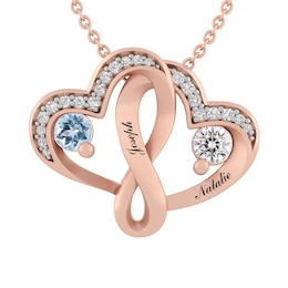 1/10 ct tw Diamond Couple's Heart Pendant (2 Stones and Lines)