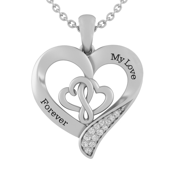 1/20 ct tw Diamond Couple's Heart Pendant (2 Lines)