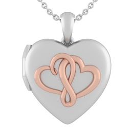 Sterling Silver/10k Gold Locket Heart Necklace (3 Lines)