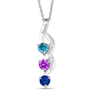 Birthstone Family & Mother's Necklace (1-3 Stones and Lines)