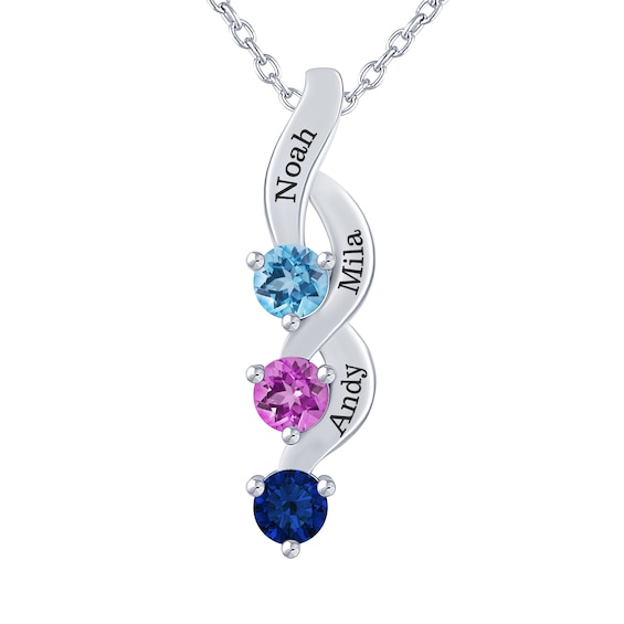 Birthstone Family & Mother's Necklace (1-3 Stones and Lines)