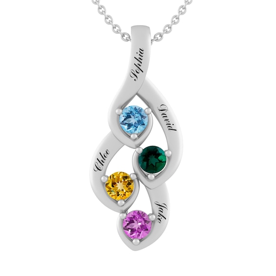 Birthstone Family & Mother's Necklace (1- Stones and Lines