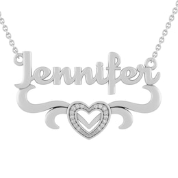 1/20 ct tw Diamond Heart Nameplate Necklace (1 Name)