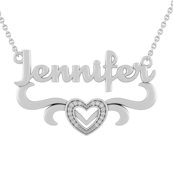 1/20 ct tw Diamond Heart Nameplate Necklace (1 Name)