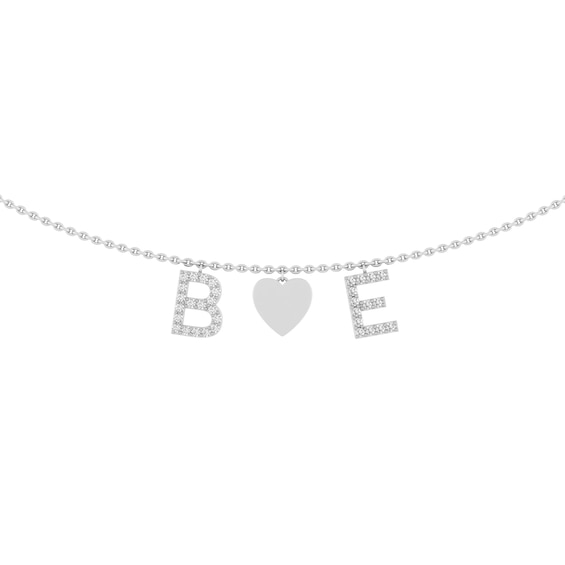 1/6 ct tw Diamond Couple's Initials Heart Necklace (2 Initials)