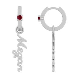 Birthstone Dangling Nameplate Earrings (1 Stone and Name)