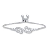 Heart Bolo Bracelet Diamond Accents Sterling Silver 9.5"