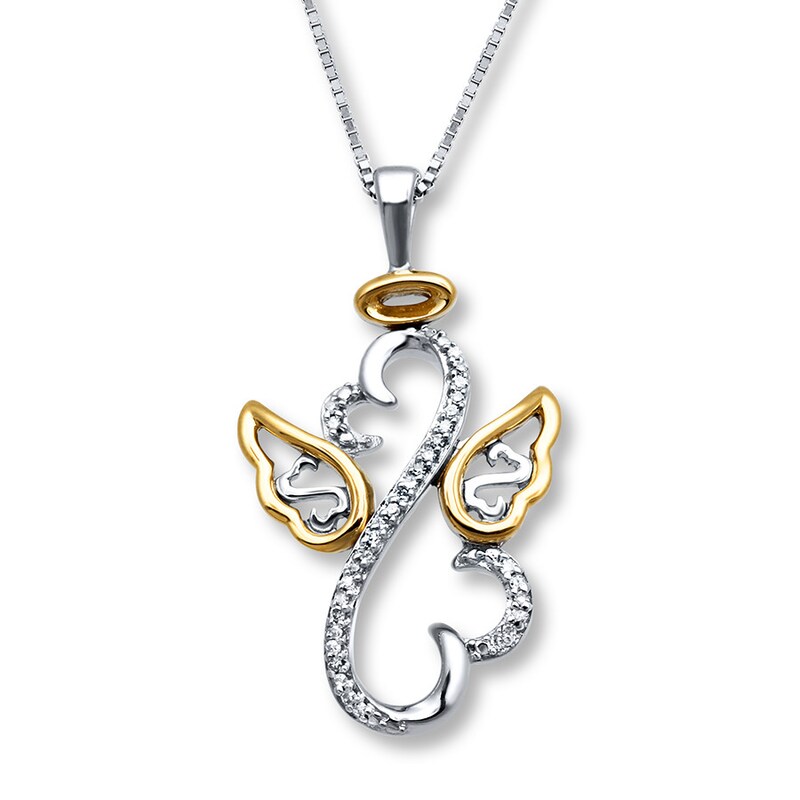 Open Hearts Necklace With Diamonds Sterling Silver 10k Gold Kay - Kay Jewelers Open Heart Pendant