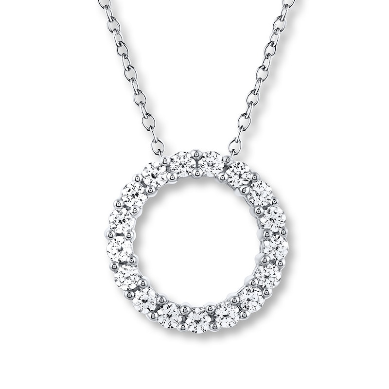 THE LEO Diamond Circle Necklace 1 ct tw Round-cut 14K White Gold 19"