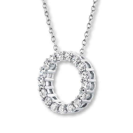 Leo Diamond Circle Necklace 1 ct tw Round-cut 14K White Gold | Kay
