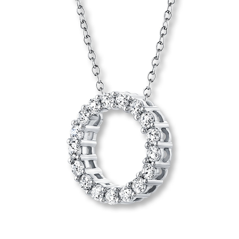 THE LEO Diamond Circle Necklace 1 ct tw Round-cut 14K White Gold 19"