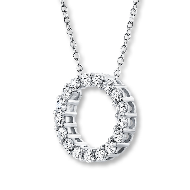 Round Diamond Necklace, White Gold