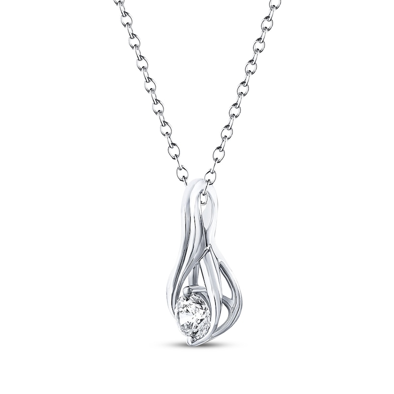 Main Image 3 of THE LEO Diamond Necklace 1/3 ct tw Round-cut 14K White Gold 19&quot;