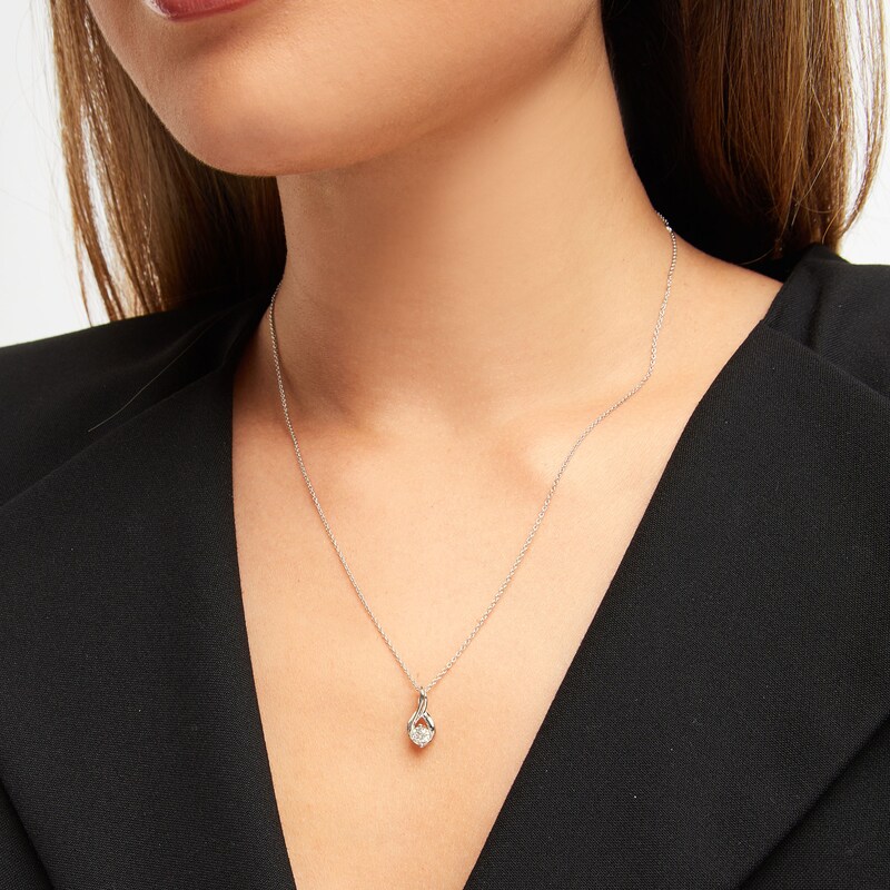 Main Image 5 of THE LEO Diamond Necklace 1/3 ct tw Round-cut 14K White Gold 19&quot;