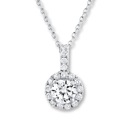 THE LEO Diamond Necklace 5/8 ct tw Round-cut 14K White Gold 19&quot; (I/I1)