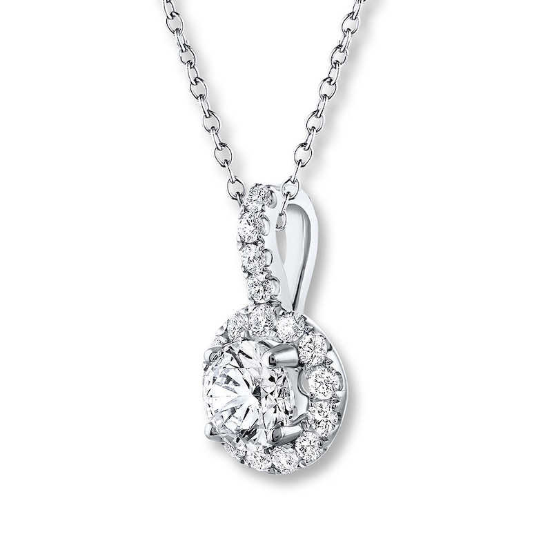 Main Image 3 of THE LEO Diamond Necklace 5/8 ct tw Round-cut 14K White Gold 19&quot; (I/I1)