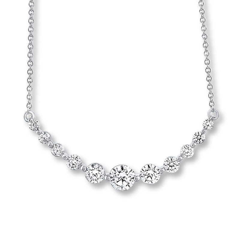 Main Image 1 of THE LEO Diamond Necklace 1 ct tw Round-cut 14K White Gold 19&quot;