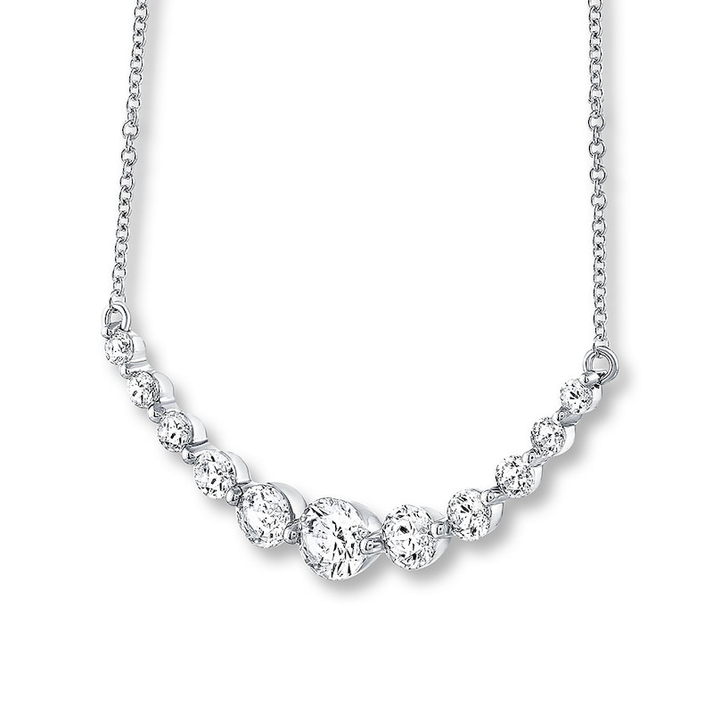 Main Image 3 of THE LEO Diamond Necklace 1 ct tw Round-cut 14K White Gold 19&quot;
