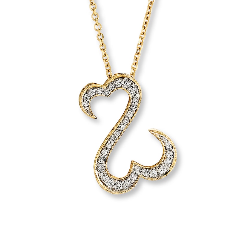 Main Image 1 of Open Hearts Necklace 1/4 ct tw Diamonds 10K Yellow Gold 18&quot;