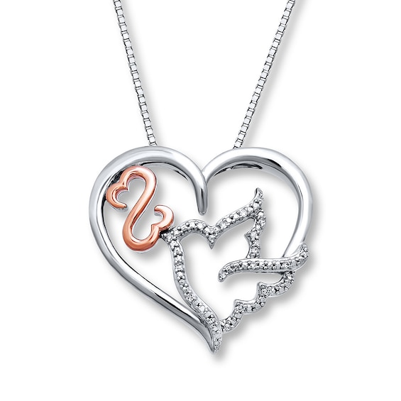 Open Hearts Necklace Diamond Accents Sterling Silver 10k Gold Kay - Kay Jewelers Open Heart Pendant