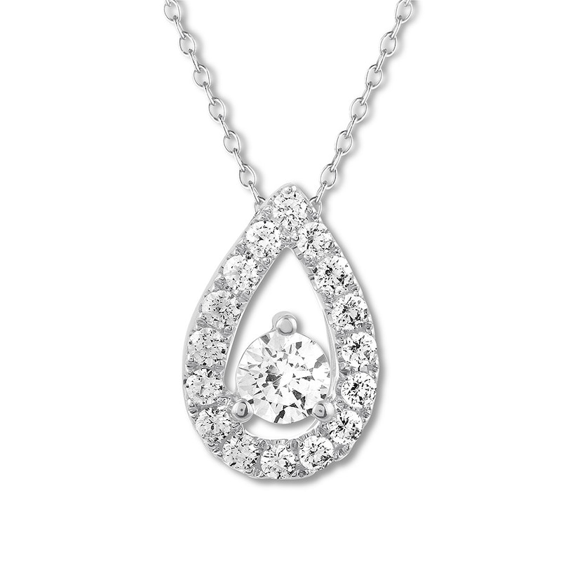 Main Image 1 of THE LEO Diamond Necklace 1/2 ct tw Round-cut 14K White Gold 19&quot;
