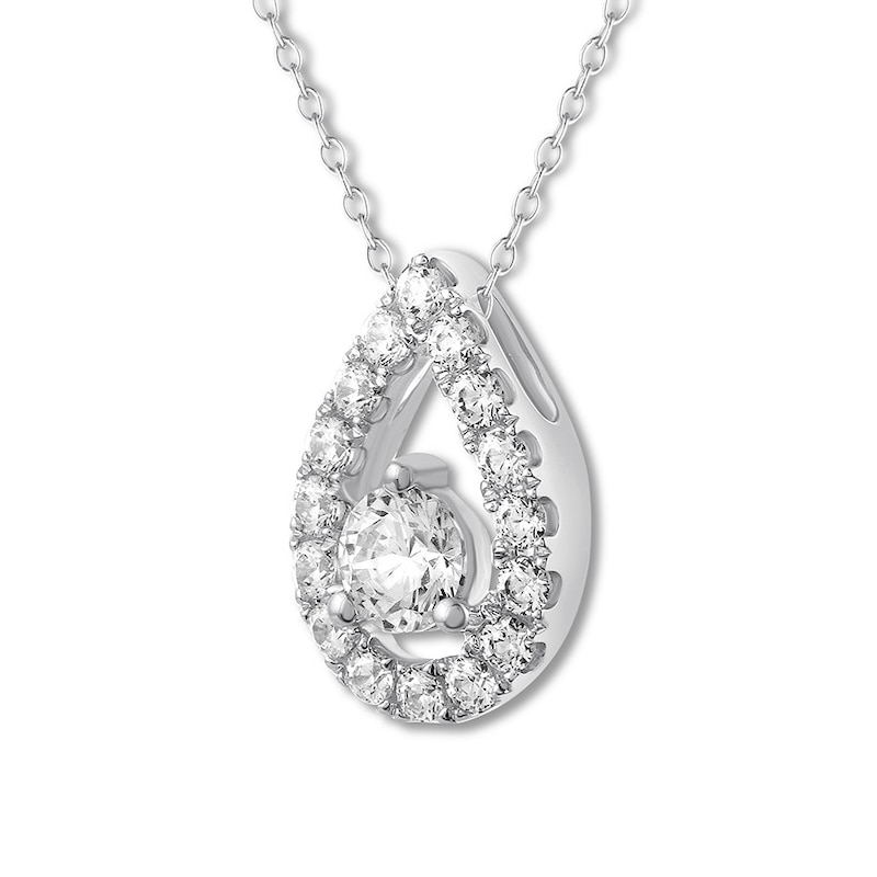 Main Image 3 of THE LEO Diamond Necklace 1/2 ct tw Round-cut 14K White Gold 19&quot;