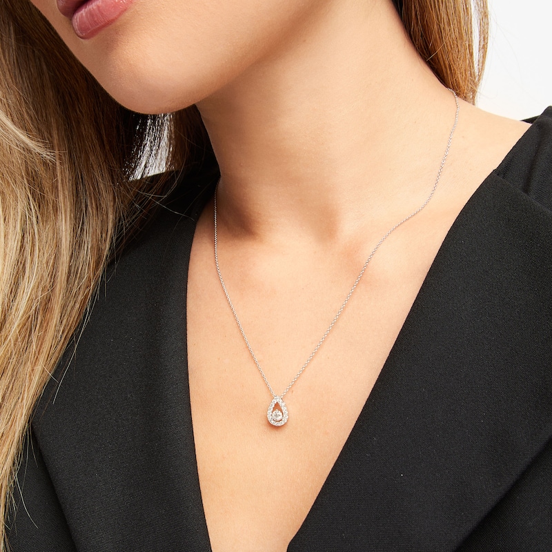 Main Image 4 of THE LEO Diamond Necklace 1/2 ct tw Round-cut 14K White Gold 19&quot;
