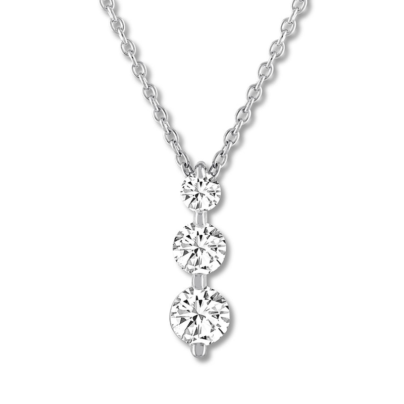 Main Image 1 of THE LEO Diamond 3-Stone Necklace 5/8 ct tw 14K White Gold 19&quot;