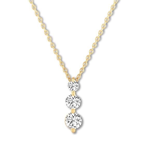 THE LEO Diamond 3-Stone Necklace 5/8 ct tw 14K Yellow Gold 19"
