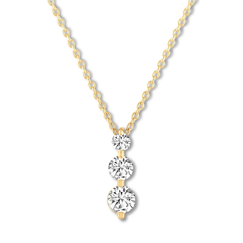 Main Image 1 of THE LEO Diamond 3-Stone Necklace 5/8 ct tw 14K Yellow Gold 19&quot;