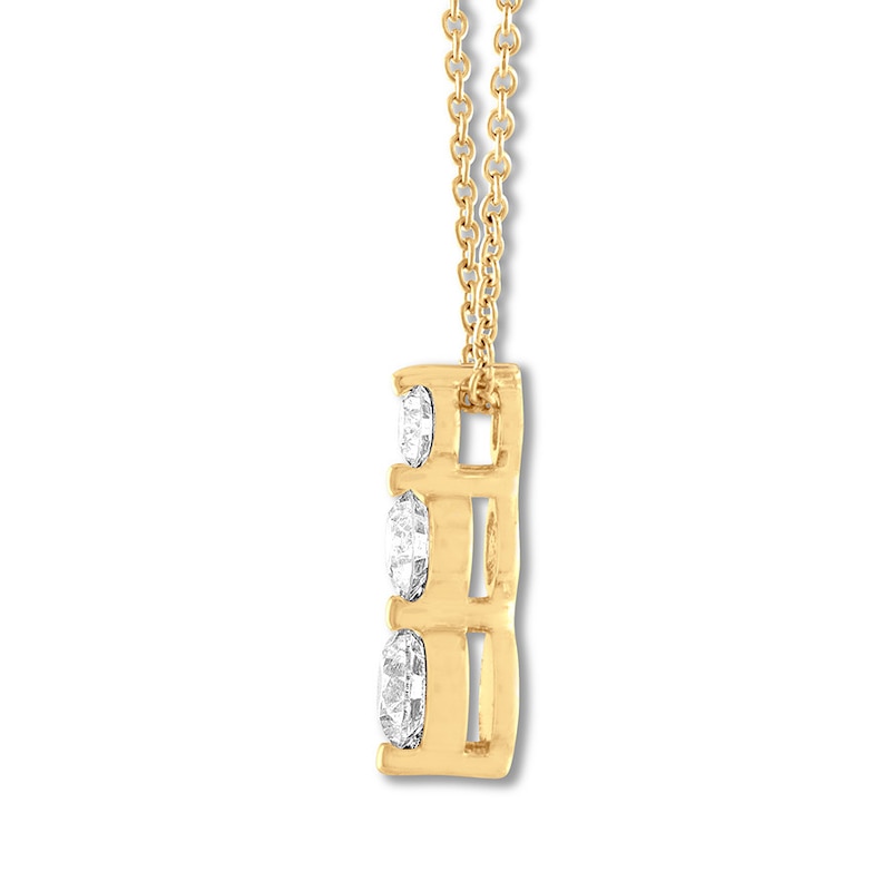 Main Image 2 of THE LEO Diamond 3-Stone Necklace 5/8 ct tw 14K Yellow Gold 19&quot;
