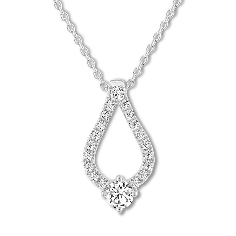 THE LEO Diamond Necklace 3/8 ct tw Round-cut 14K White Gold 19"