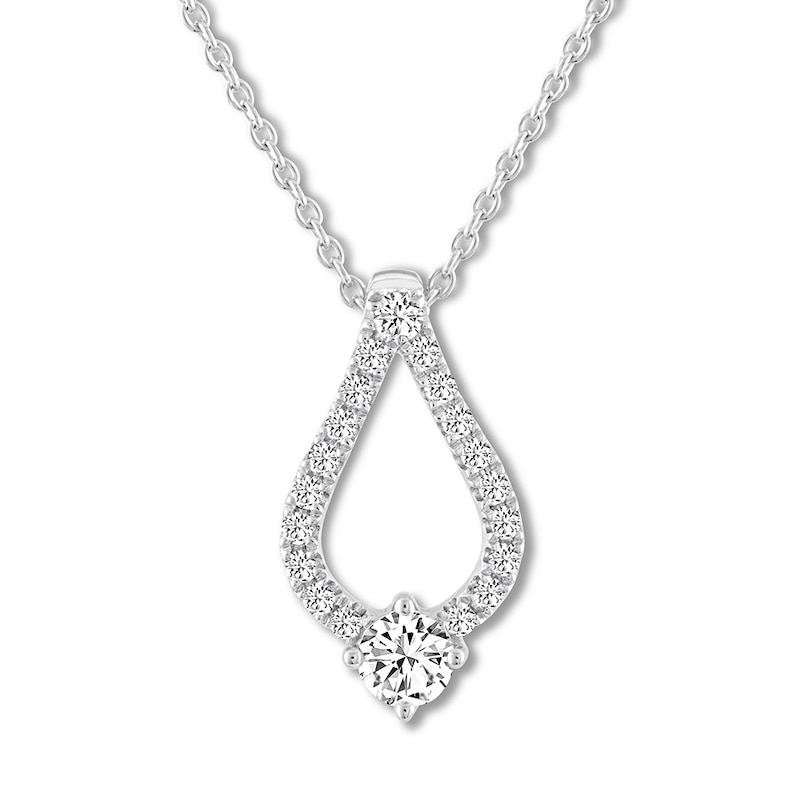 Main Image 1 of THE LEO Diamond Necklace 3/8 ct tw Round-cut 14K White Gold 19&quot;
